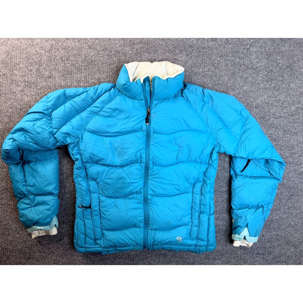 Mountain Hardwear Puffer Jacket Womens Large Blue Down Insulated Hiking Tactical